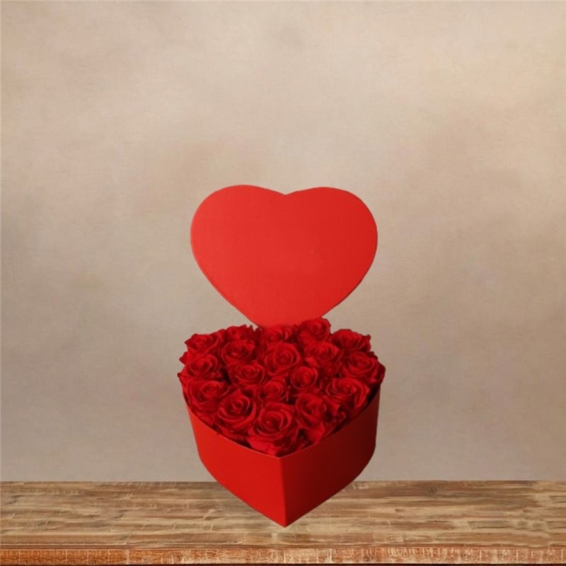 Corazón Premium de Rosas Preservadas Rojas