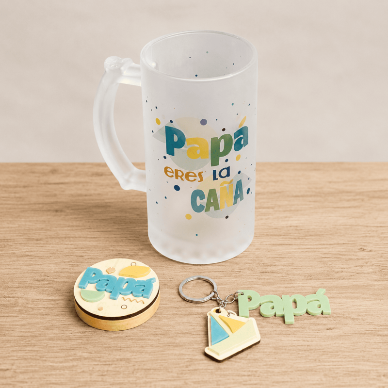 BOX CERVEZA «PAPÁ»: JARRA + ABRIDOR + LLAVERO