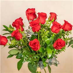 12 Rosas Rojas Tallo Medio