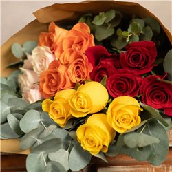Paquete de 16 rosas multicolor