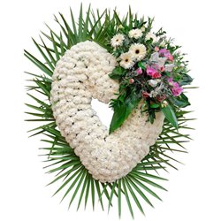 Corona Corazón de Recuerdo en Blanco y Rosa
