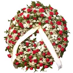 Corona de Homenaje en Rosas Rojas