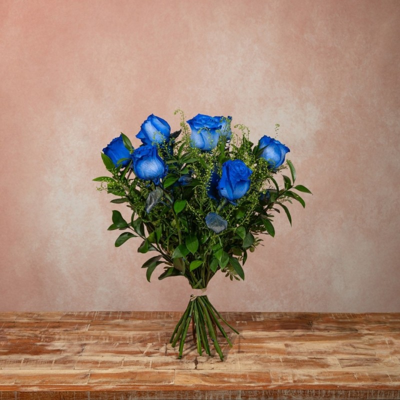 6 rosas azules